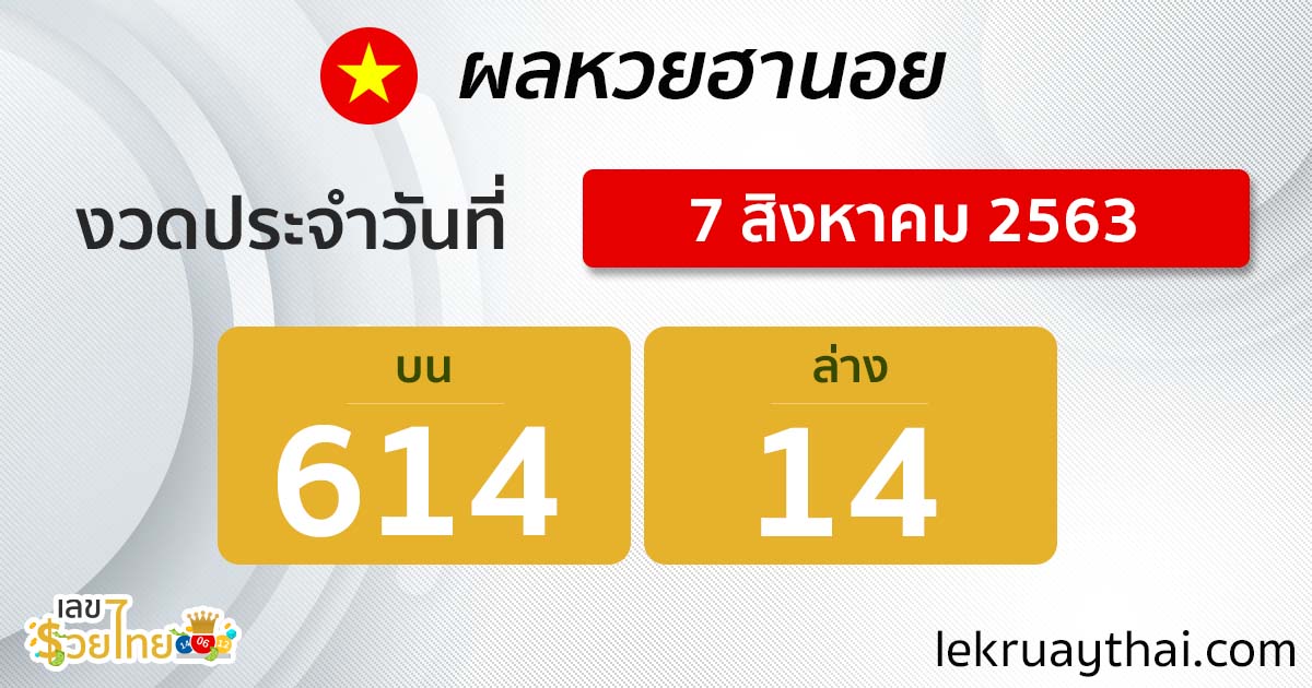 ตรวจหวยฮานอย 7/8/63