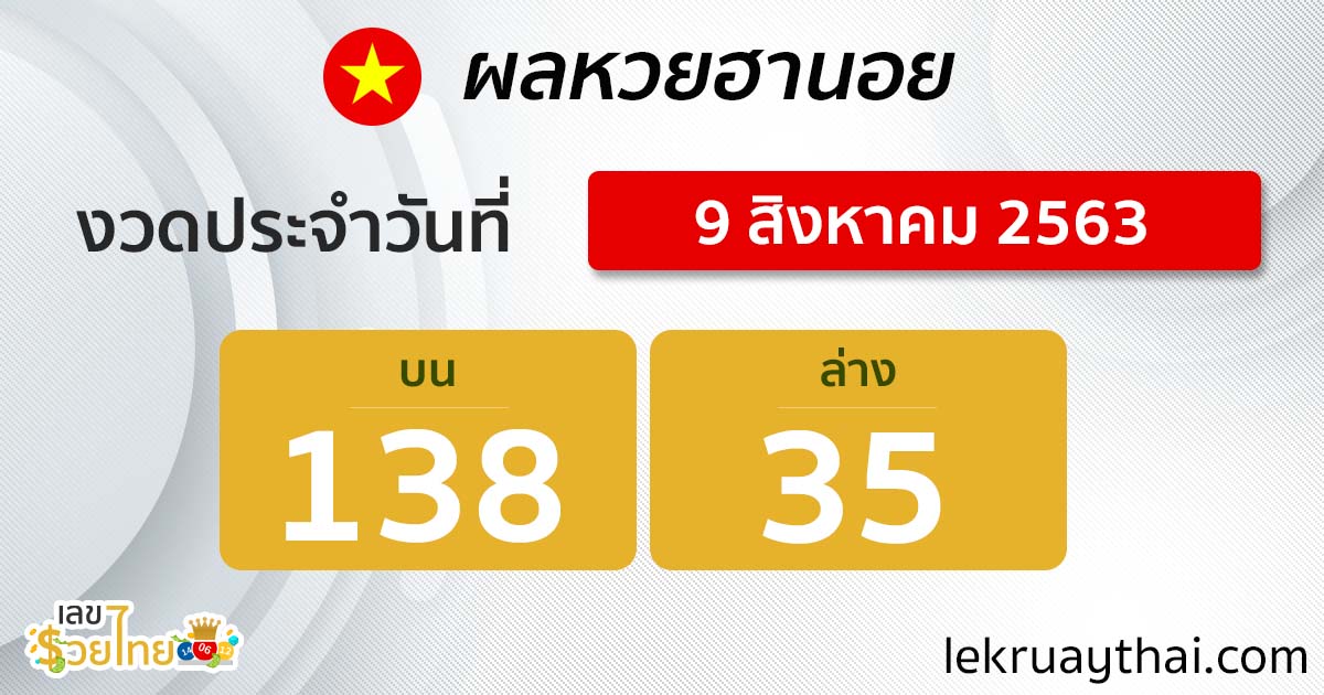 ตรวจหวยฮานอย 9/8/63