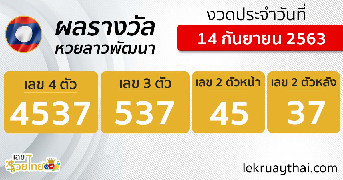 ผลหวยลาว 14/9/63