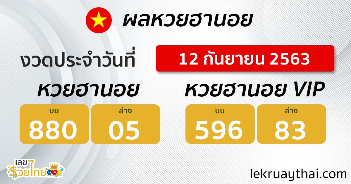 ตรวจหวยฮานอย | ฮานอย VIP 12/9/63
