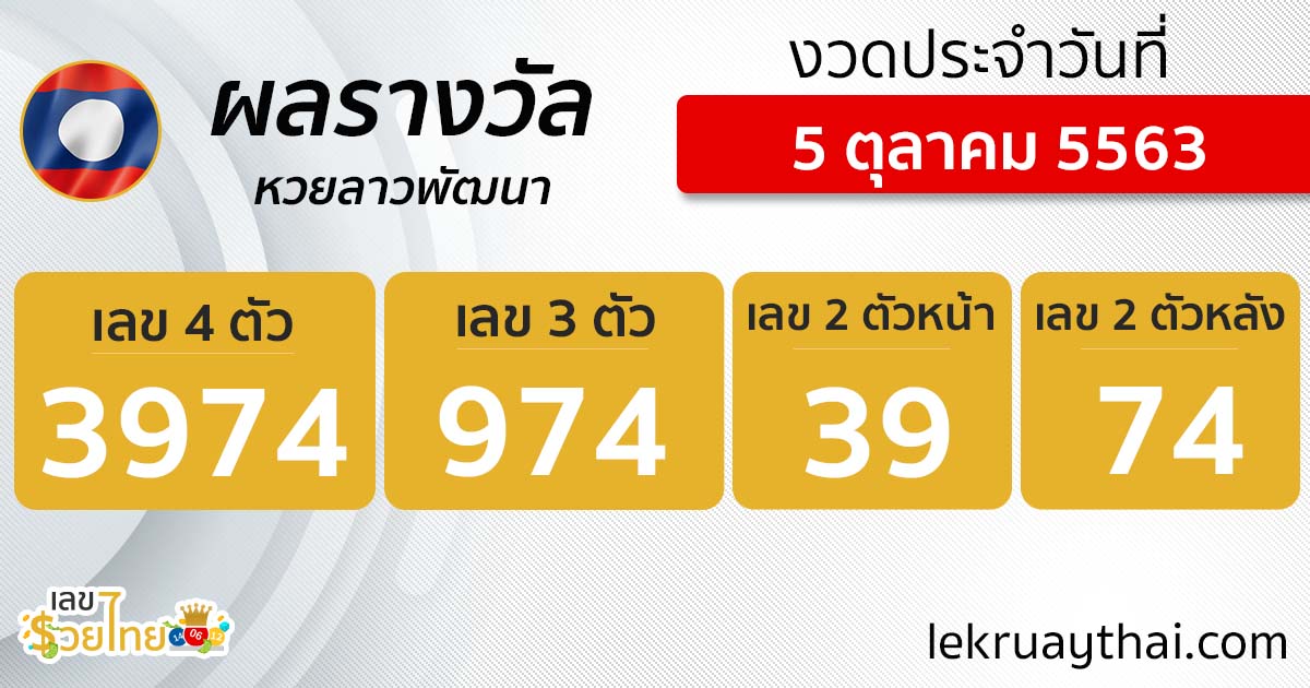 5 ต.ค. 63 ผลหวยลาว