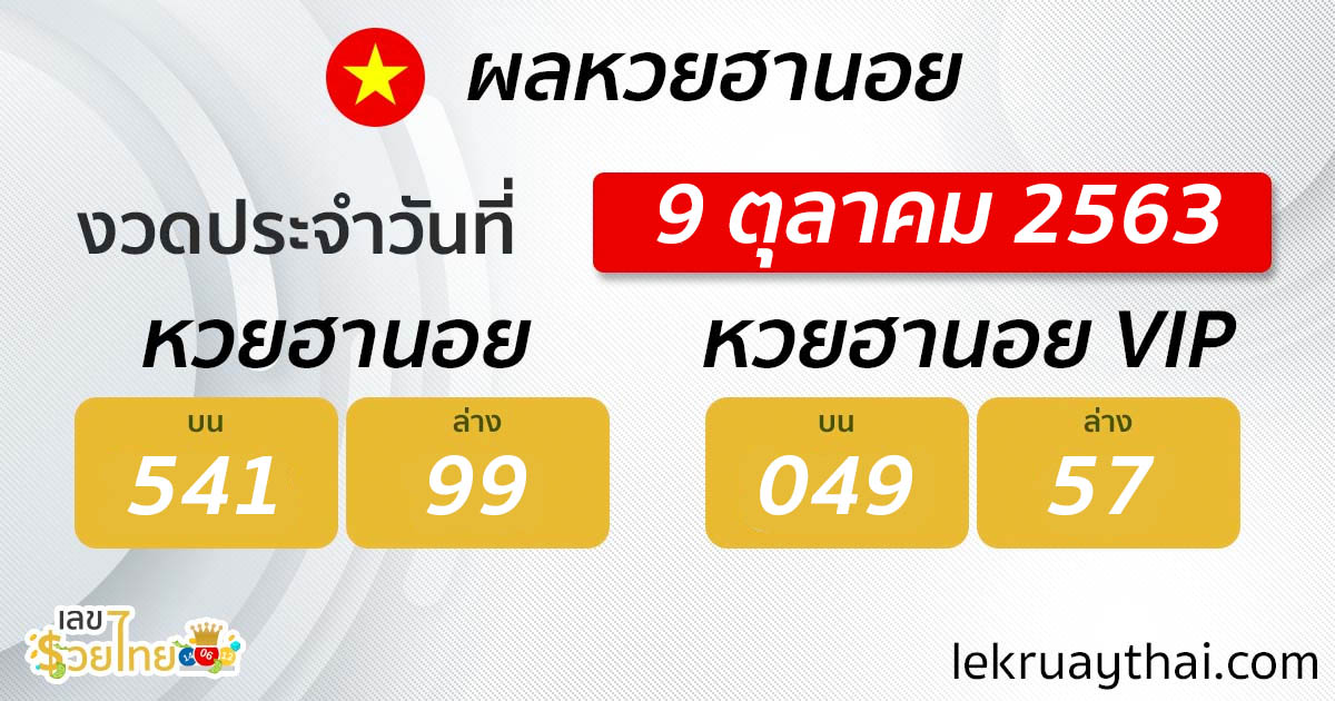 ตรวจหวยฮานอย 9/10/63