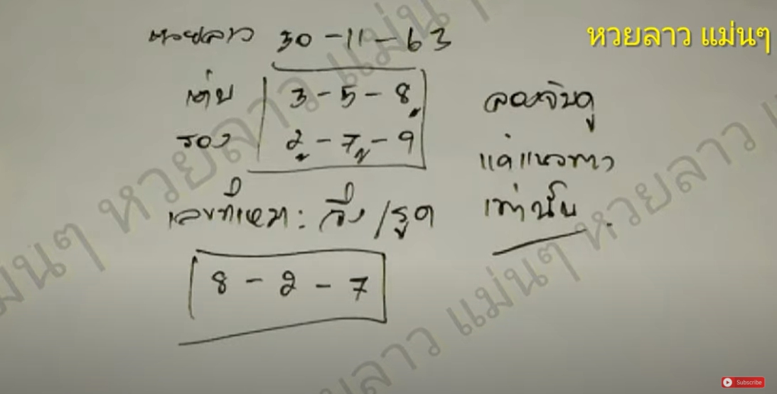 หวยลาวแม่นๆ 30/11/63
