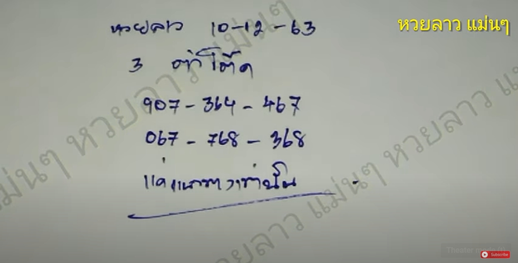 หวยลาวแม่นๆ 10/12/63