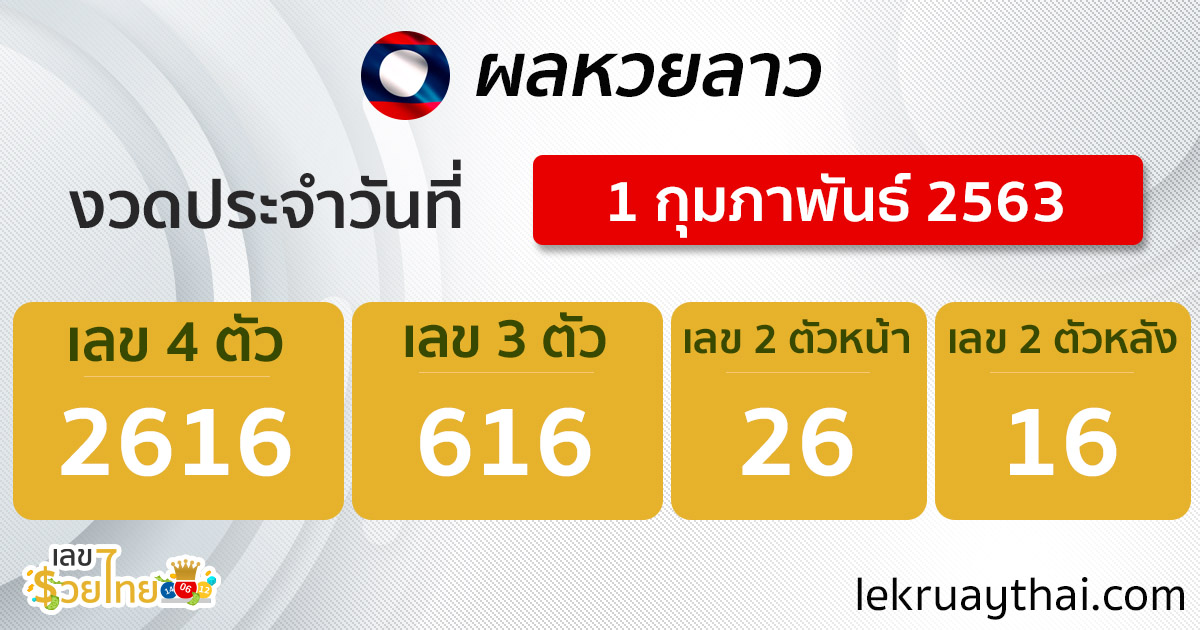 ผลหวยลาว 1/2/64