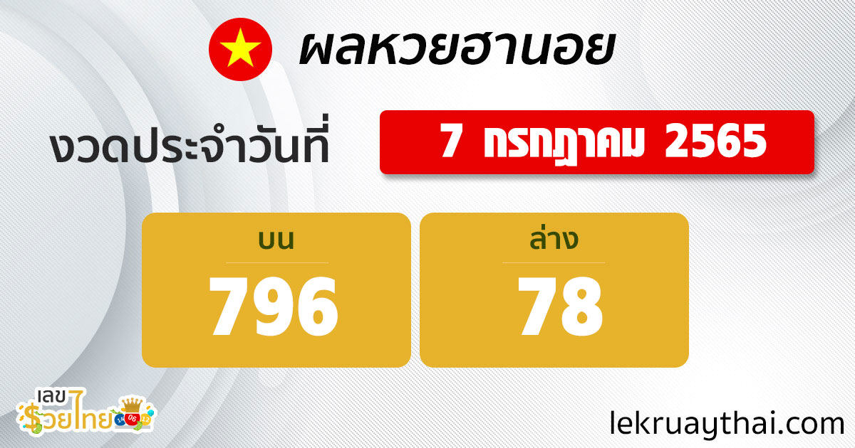 ตรวจผลหวยฮานอย 06/07/65