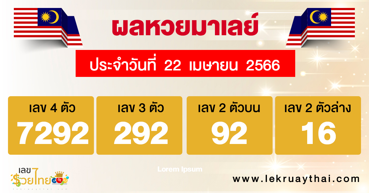 ผลหวยมาเลย์ 22/04/66