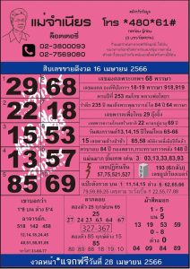 เลขเด็ดแม่จำเนียร 16/04/66