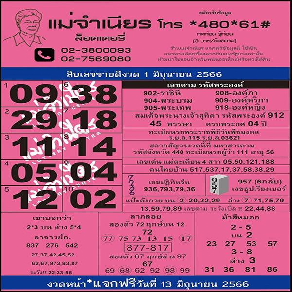 เลข แม่จำเนียร 1/6/2566