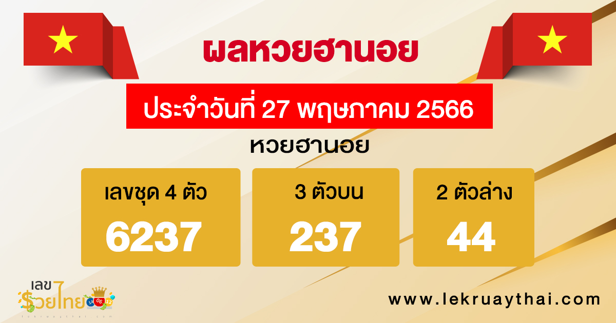 ผลหวยฮานอย 27/05/66