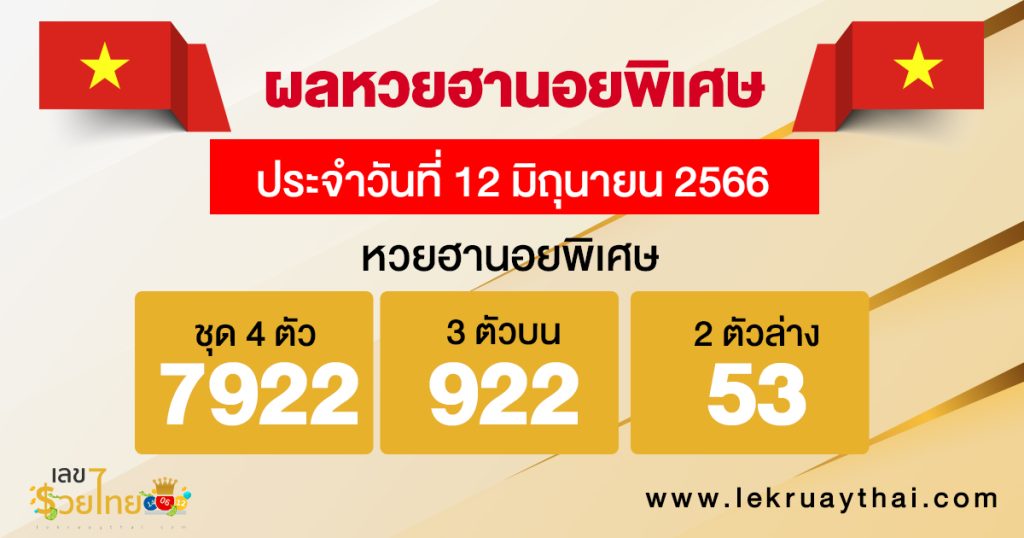 ผลหวยฮานอยพิเศษ 12/6/66
