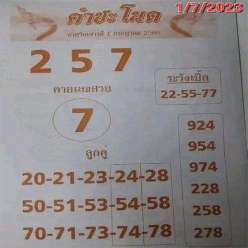 เลขคำชะโนด1/7/2566
