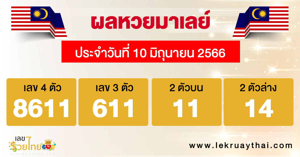 ผลหวยมาเลย์ 10/6/66