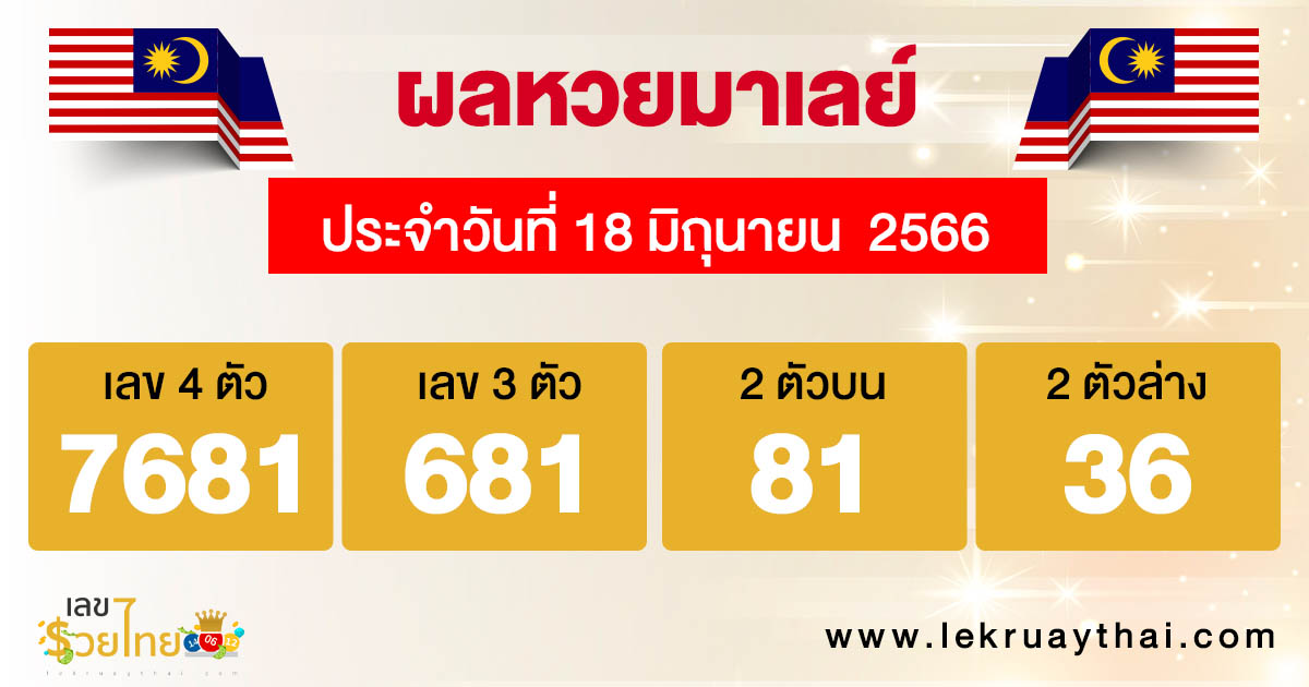 ผลหวยมาเลย์ 18/06/66