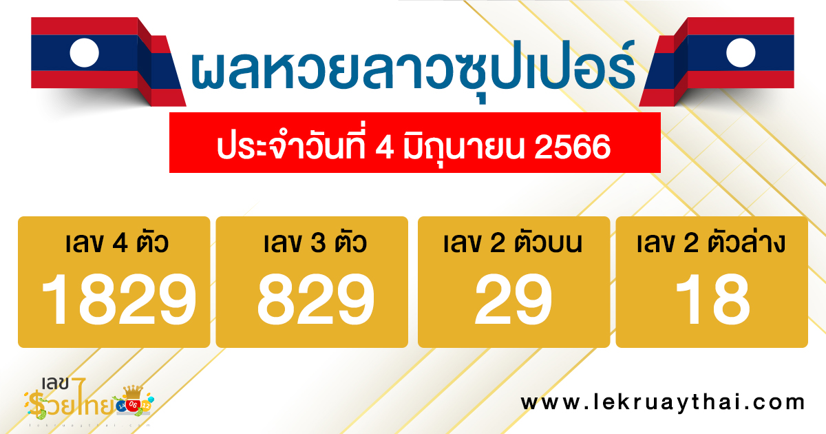 ผลหวยลาวซุปเปอร์ 4/6/66-lekruaythai