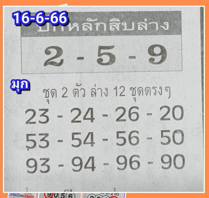 หวยซอง ปักหลักสิบล่าง 16/6/66