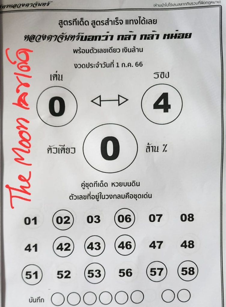 เลขหลวงตาจันทร์ - lekruaythai