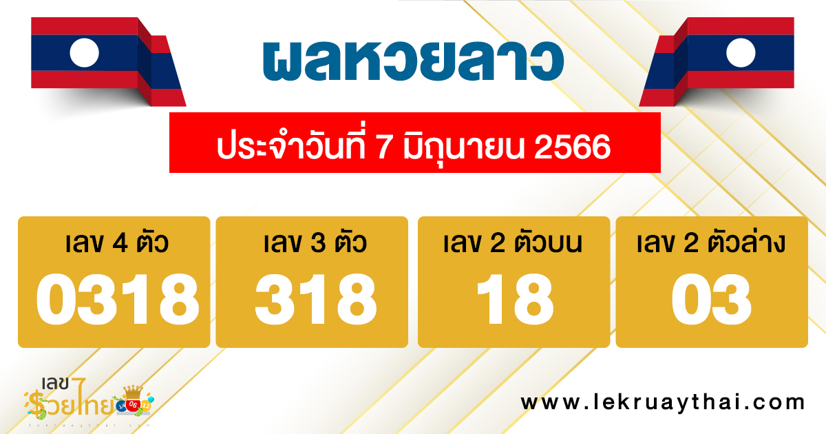 ผลหวยลาวประจำวันที่ 07/06/23