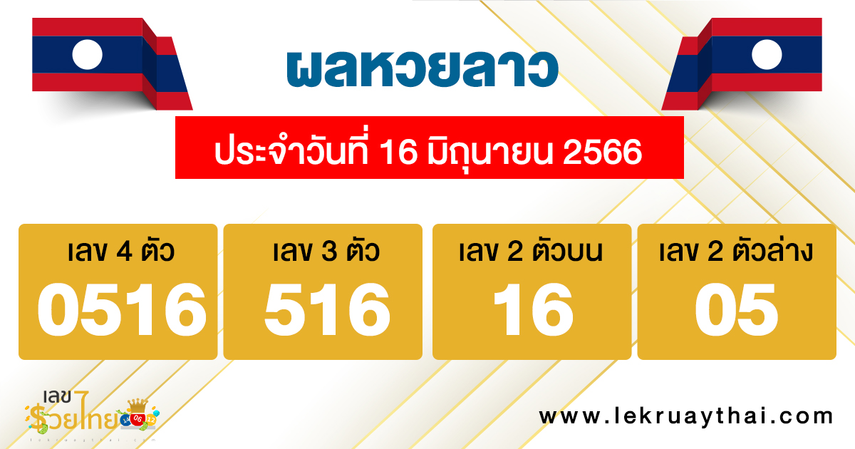 ผลหวยลาวประจำวันที่ 16/06/23