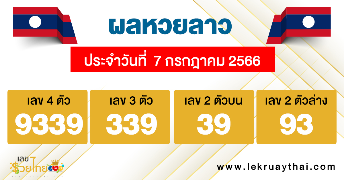 ผลหวยลาวประจำวันที่ 07/07/23