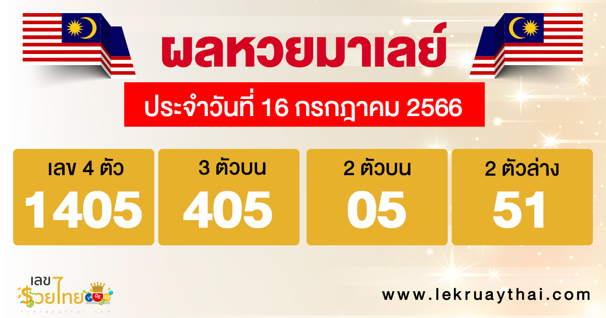ผลหวยมาเลย์ 16/07/66