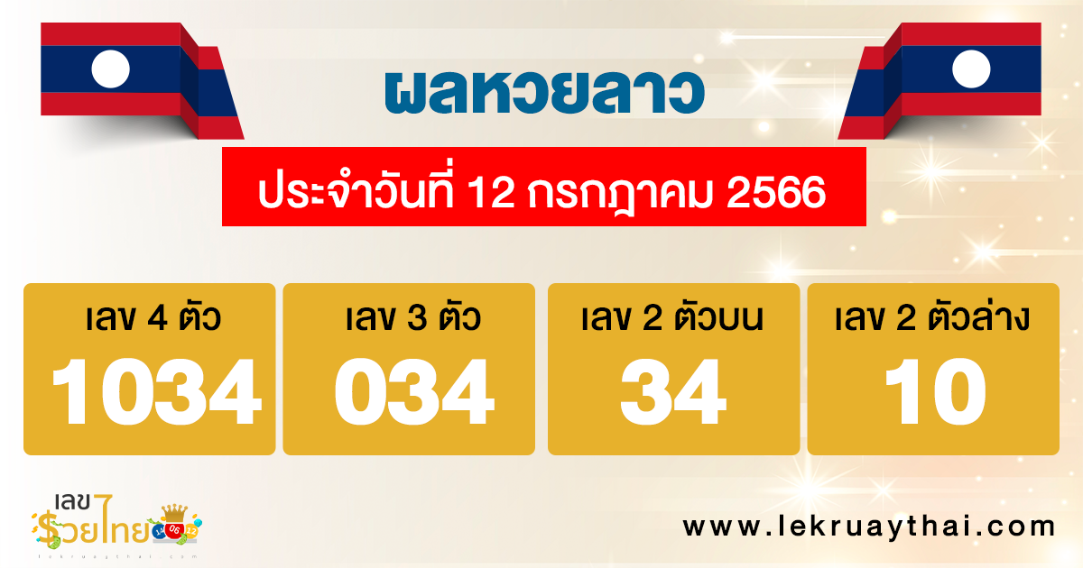 ผลหวยลาว ประจำวันที่ 12 กรกฎาคม 2566