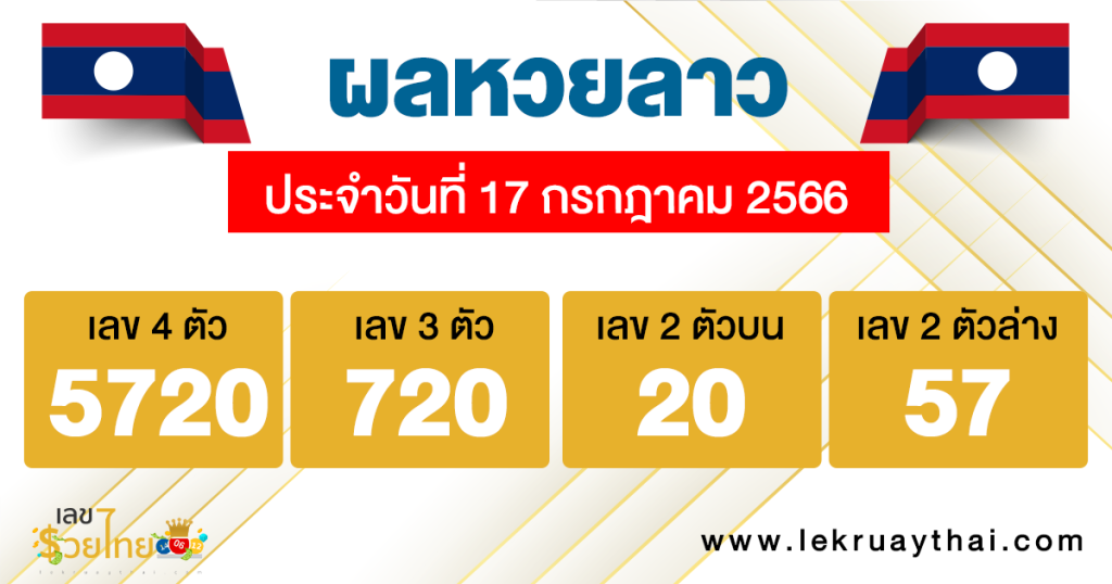 ผลหวยลาว ประจำวันที่ 17 กรกฎาคม 2566