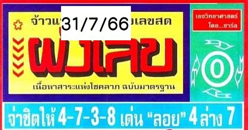 ผังเลข 31/7/2566 - เลขรวยไทย.com