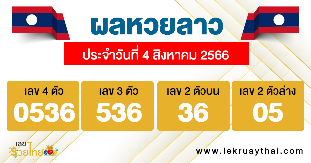 ผลหวยลาวประจำวันที่ 04/08/23