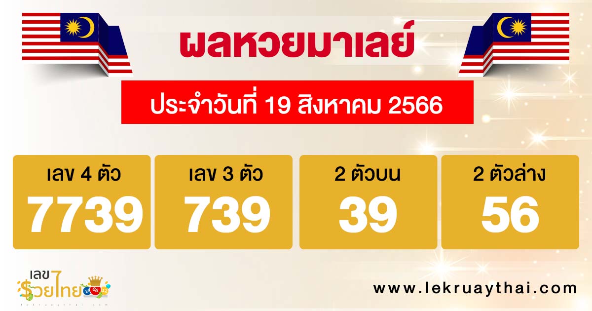 ผลหวยมาเลย์ 19/08/66