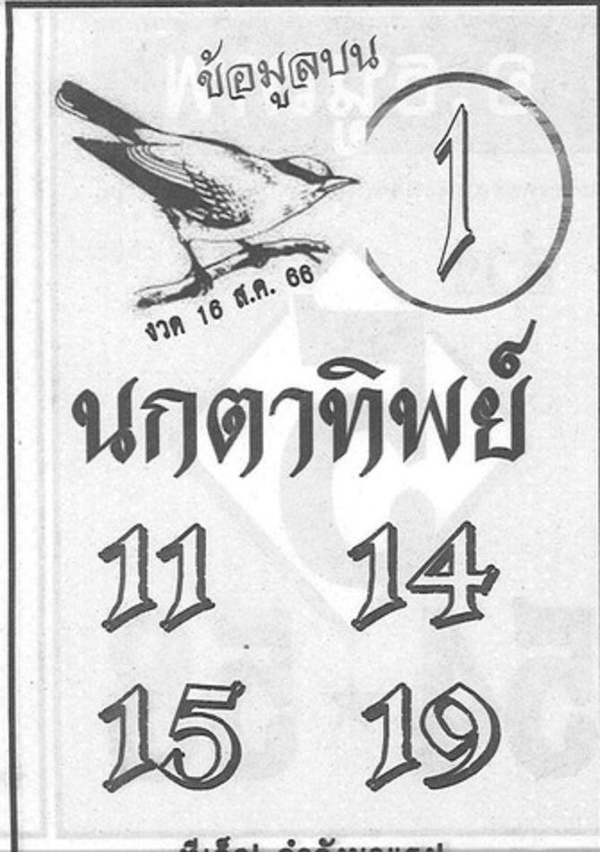นกตาทิพย์ 16 8 66-lekruaythai
