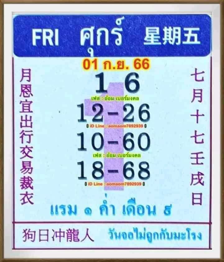 เลขปฏิทิน1/9/66