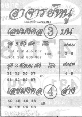 เลขอาจารย์หนู 1 9 66-lekruaythai