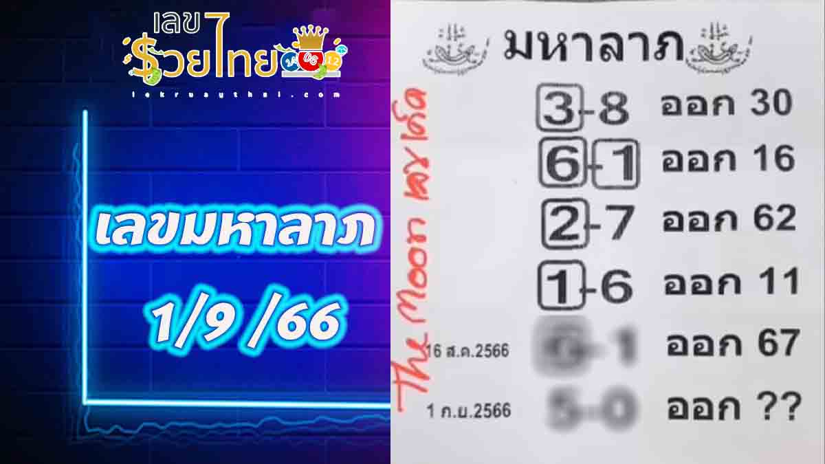 เลขมหาลาภ มหารวย 1 กันยายน 2566 มอบโชคเลขเด่น ก่อนวันหวยออก