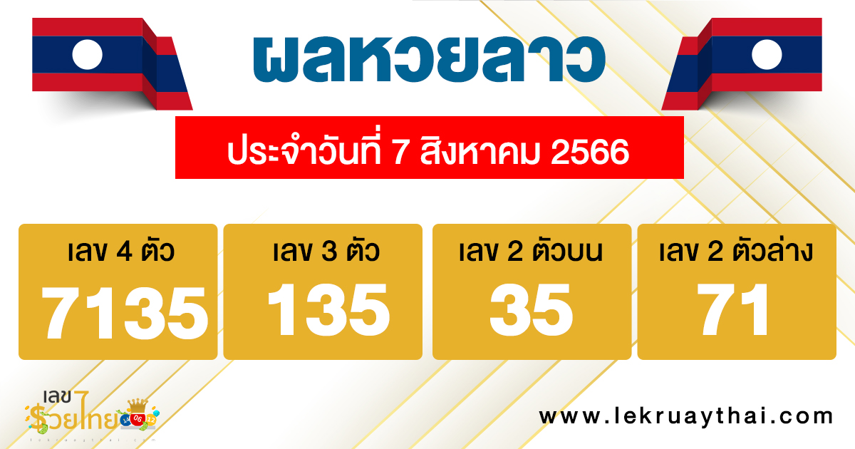 ผลหวยลาวประจำวันที่ 7/08/66 