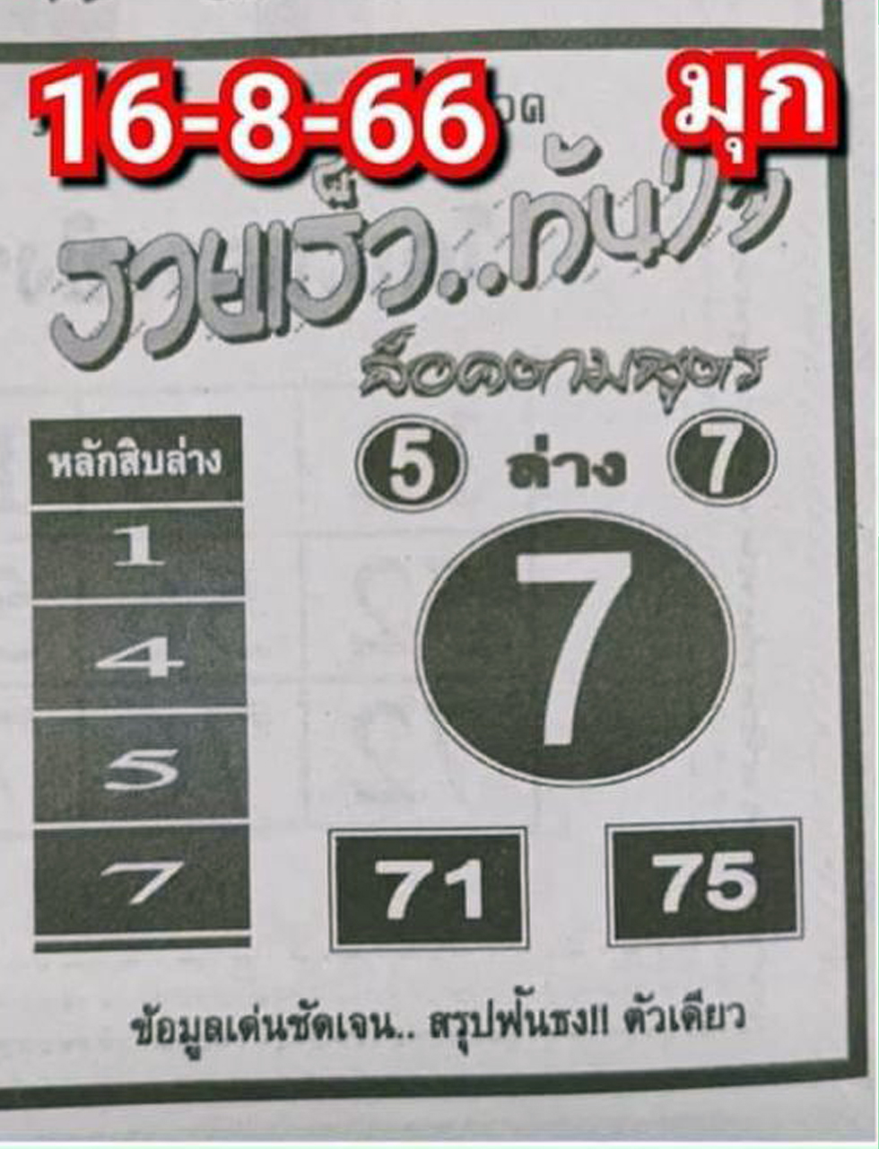 เลขรวยเร็ว ทันใจ