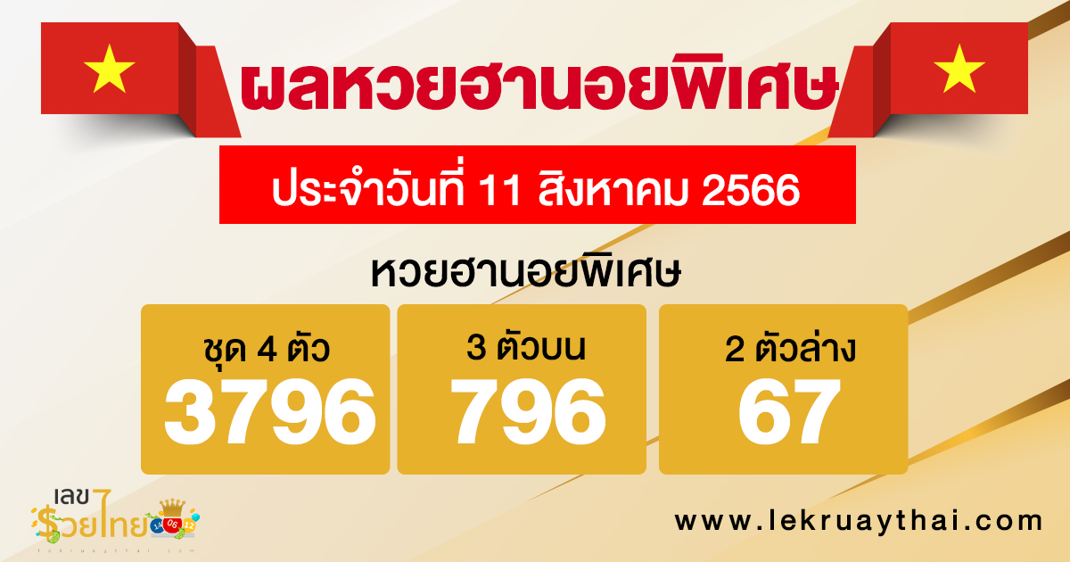 ผลหวยฮานอยพิเศษ 11/08/66