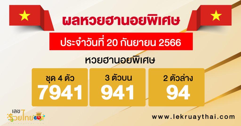 ผลหวยฮานอยพิเศษ 20/09/66