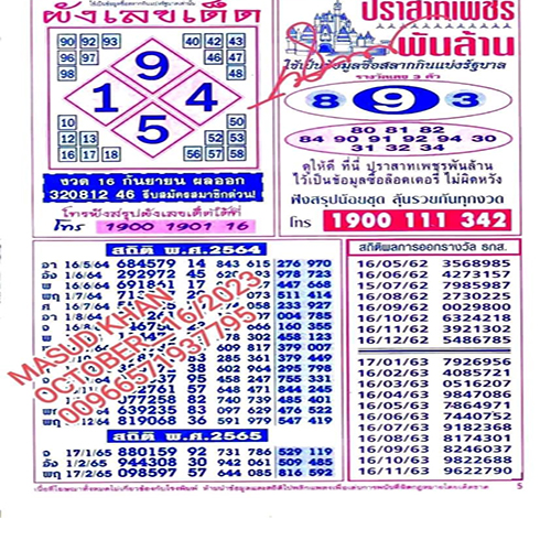 ผังเลขเด็ด 16 10 66-lekruaythai.com