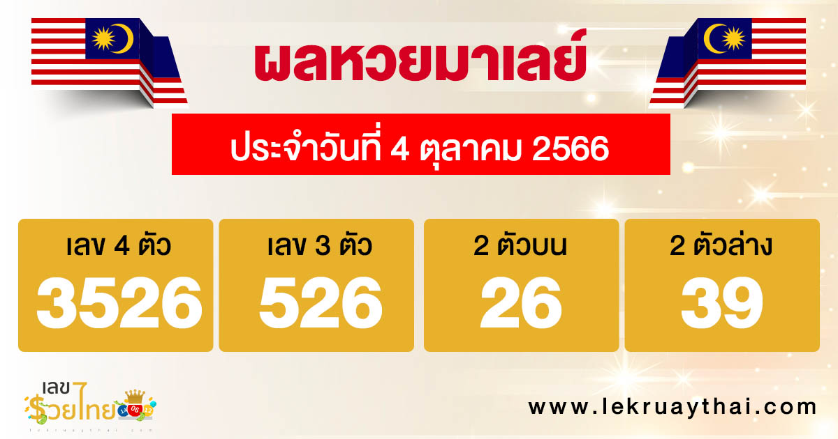 ผลหวยมาเลย์ 4/10/66-lekruaythai