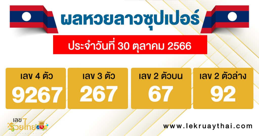 ผลหวยลาวซุปเปอร์ 30/10/66 - "Lao Super Lottery results 30-10-66"