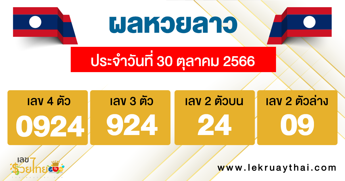 ผลหวยลาว 30/10/66 - "Lao lottery results 30/10/66"