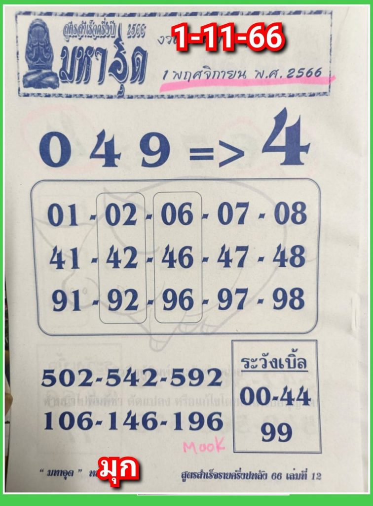 เลขมหาอุด 1 11 66