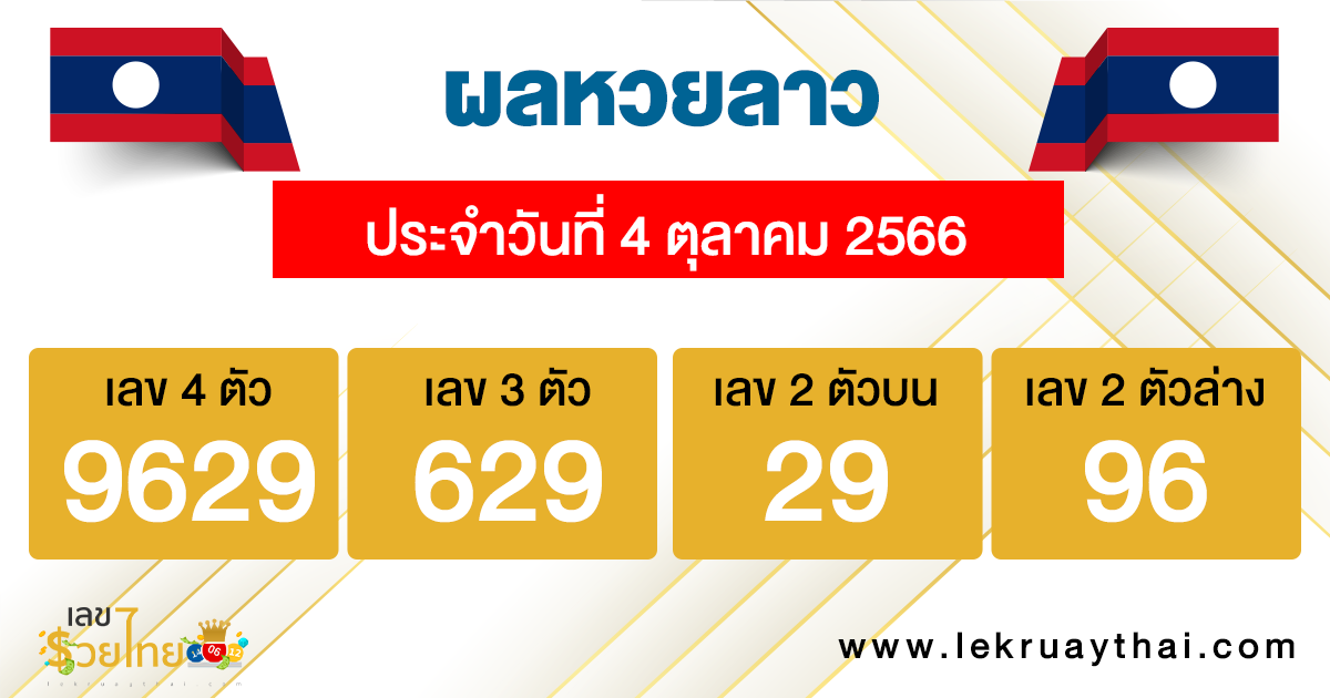 ผลหวยลาว ประจำวันที่ 4 ตุลาคม 2566