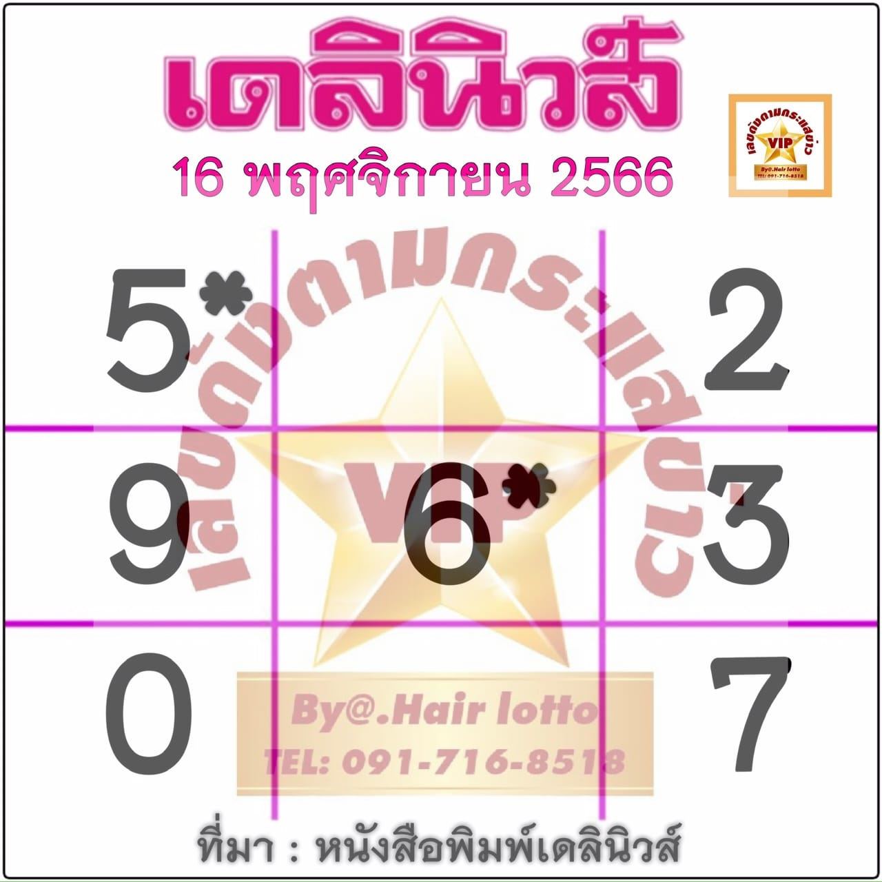 เลขเดลินิวส์ 16 11 66-"Daily News number 16 11 66"