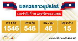 ผลหวยลาวซุปเปอร์ 18/11/66-"Lao Super Lottery results"