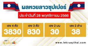 ผลหวยลาวซุปเปอร์ 28/11/66-"Lao Super Lottery results"