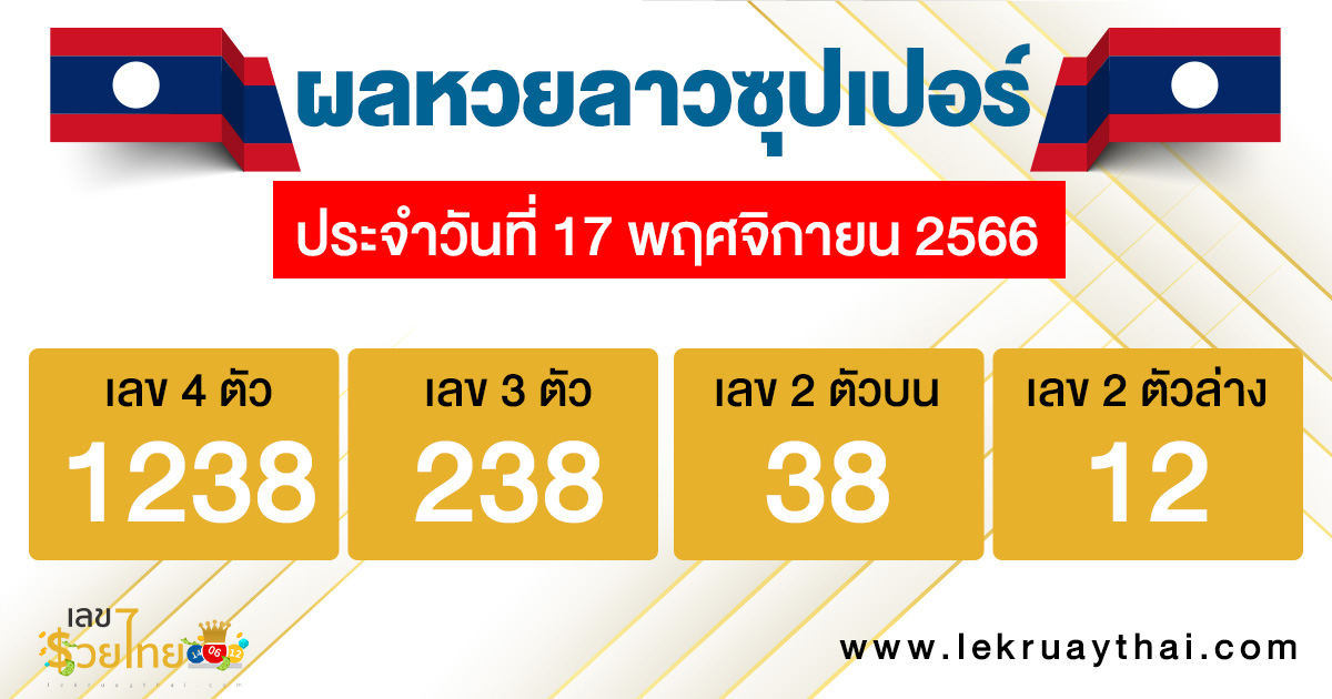 ผลหวยลาวซุปเปอร์ 17/11/66-''Lao Super Lottery results 171166''