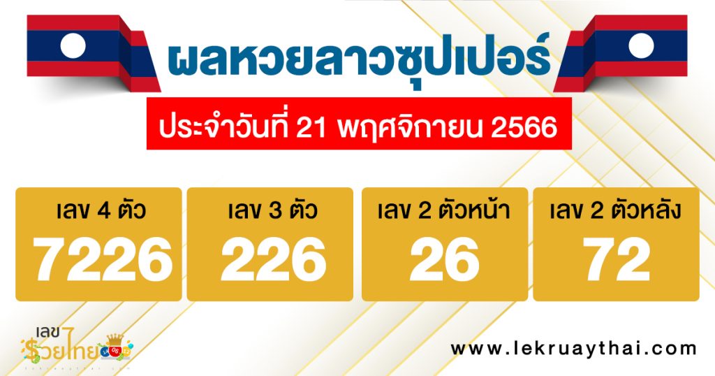 ผลหวยลาวซุปเปอร์ 21/11/2566 - "Lao Super Lottery results 21-11-2023"