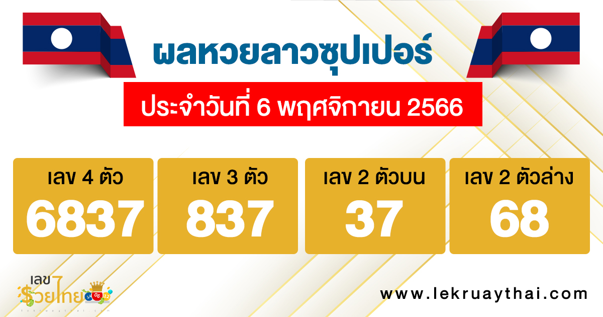 ผลหวยลาวซุปเปอร์ 6/11/2566-"Lao Super Lottery results 6-11-2023"
